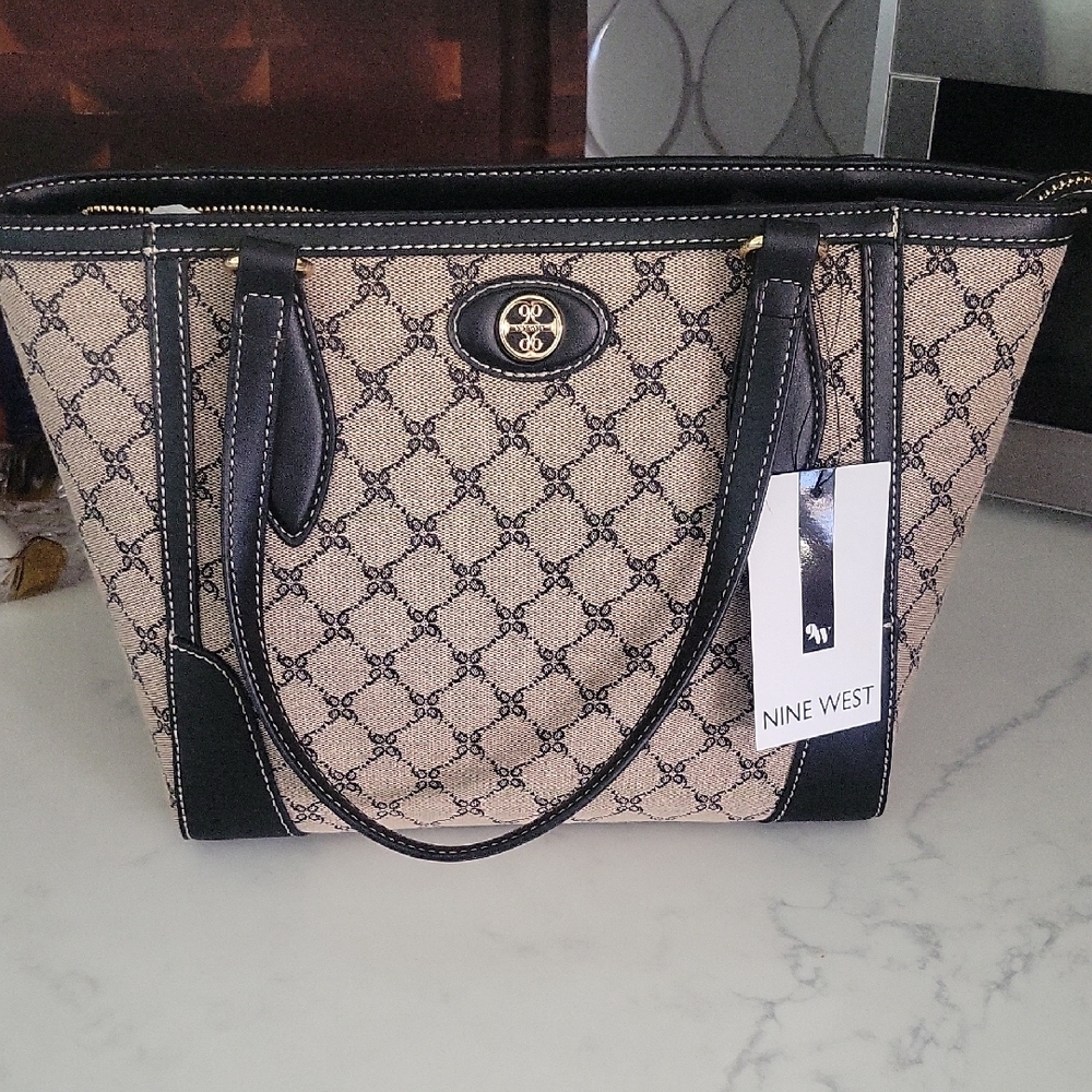 Nine West Black and Tan Tote Bag